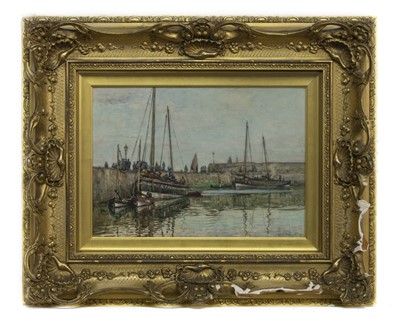 Lot 93 - SAILS AT DOCK, AN OIL