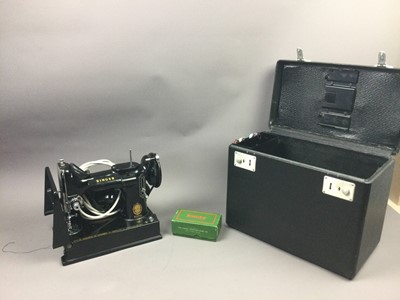 Lot 4 - A SINGER 221K SEWING MACHINE AND A SEWING BOX
