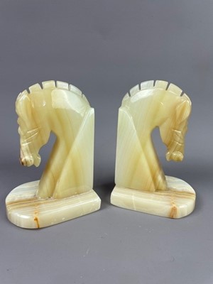Lot 13 - A PAIR OF ONYX BOOK ENDS