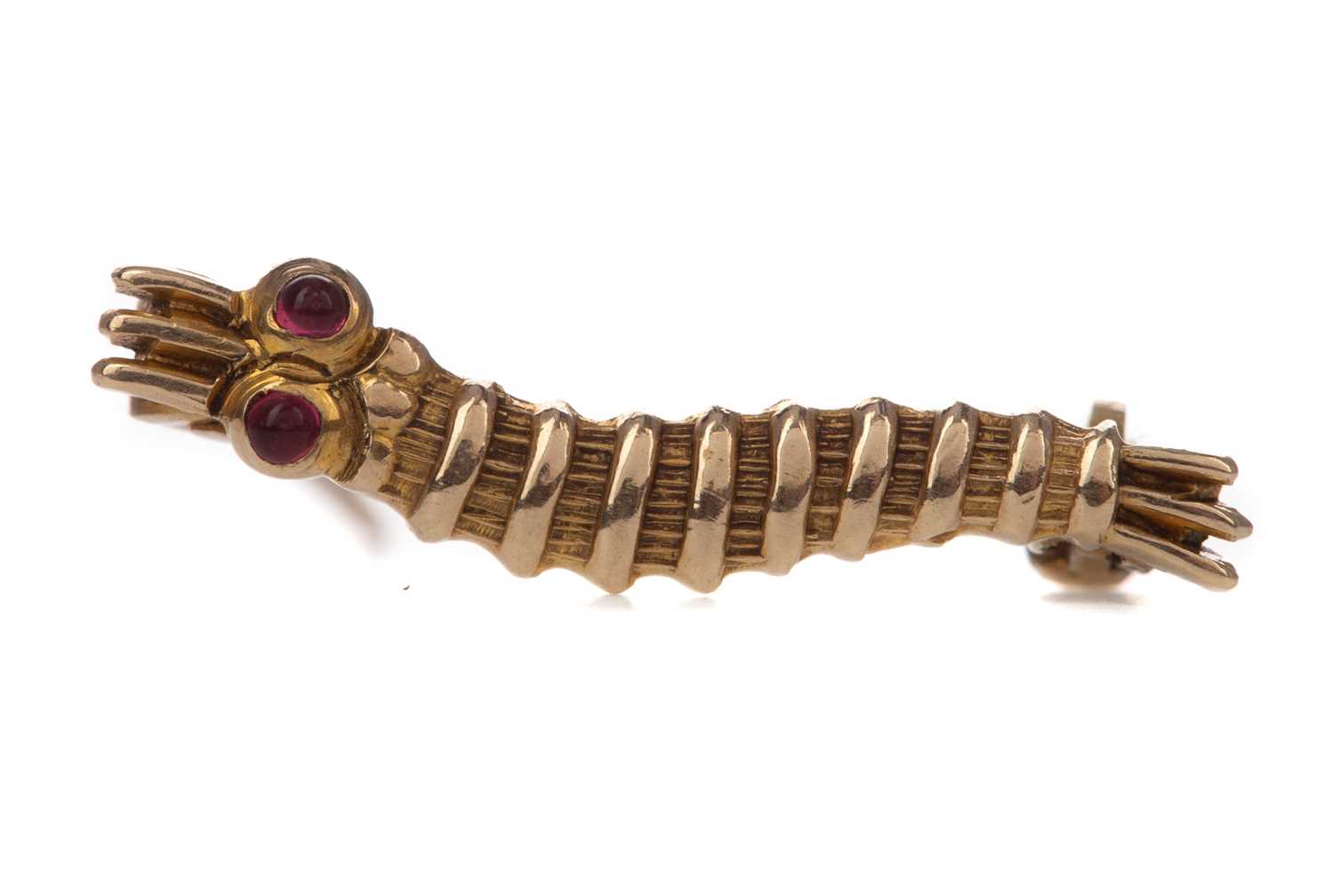 Lot 455 - RARE WWII 'CATERPILLAR CLUB' GOLD AND RUBY BROOCH