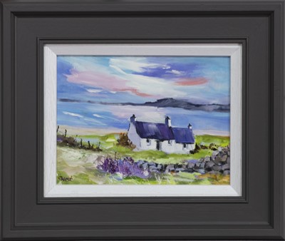 Lot 792 - OUR SCOTTISH CROFT, OUTER BEISS, AN OIL BY CAROL WEST
