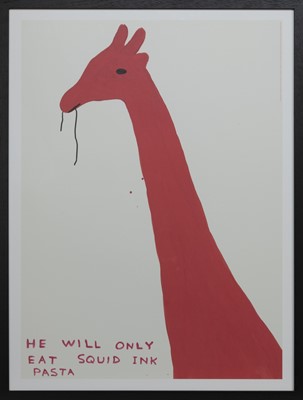 Lot 816 - HE WILL ONLY EAT SQUID INK PASTA, A LITHOGRAPH BY DAVID SHRIGLEY