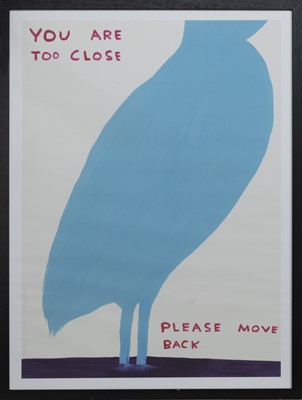 Lot 820 - YOU ARE TOO CLOSE,  A LITHOGRAPH BY DAVID SHRIGLEY