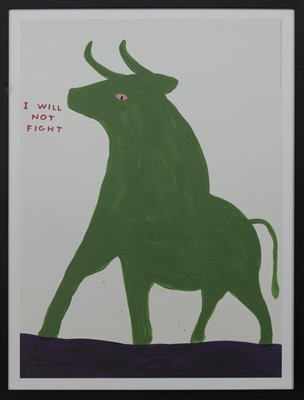 Lot 823 - I WILL NOT FIGHT, A LITHOGRAPH BY DAVID SHRIGLEY