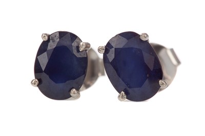 Lot 459 - A PAIR OF TREATED SAPPHIRE STUD EARRINGS