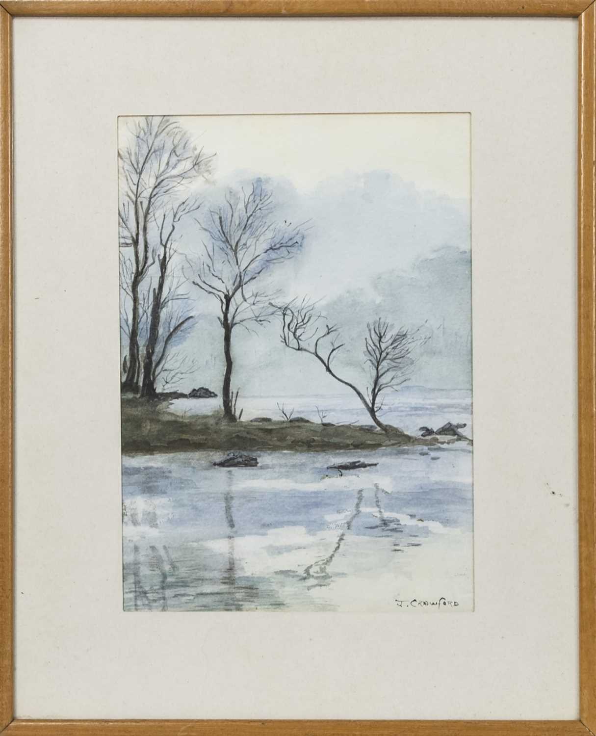 Lot 465 - MORNING ON LOCH LOMOND, A WATERCOLOUR BY J CRAWFORD