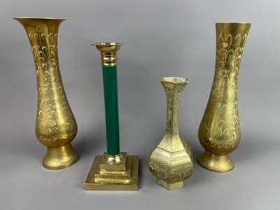 Lot 92 - A PAIR OF NORITAKE CANDLESTICKS, VASES, CANDLESTICK AND FIGURES