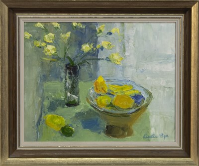 Lot 834 - COTTAGE TABLE, AN OIL BY PERPETUA POPE
