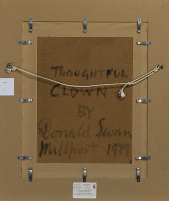 Lot 840 - THOUGHTFUL CLOWN, AN OIL BY DONALD SINCLAIR SWAN