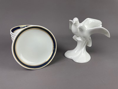 Lot 97 - A LOT OF ELEVEN ROYAL DOULTON FOR BRITISH AIRWAYS SAUCERS ALONG WITH A CERAMIC BIRD GROUP