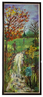Lot 850 - AUTUMNAL FUN,  A VERY LARGE OIL BY RHONDA SMITH