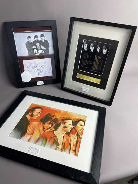 Lot 122 - A BEATLES PRINT AFTER JONATHAN WOOD ALONG WITH OTHER FRAMED BEATLES INTEREST PRINTS