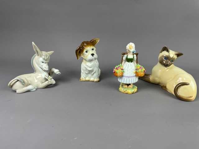 Lot 62 - A LLADRO GROUP OF A BOY AND DOG ALONG WITH OTHER CERAMICS