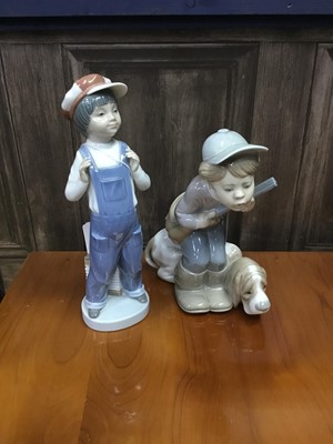 Lot 62 - A LLADRO GROUP OF A BOY AND DOG ALONG WITH OTHER CERAMICS