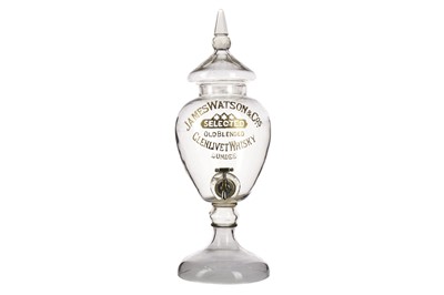 Lot 721 - A VICTORIAN GLASS ADVERTISING WHISKY DISPENSER