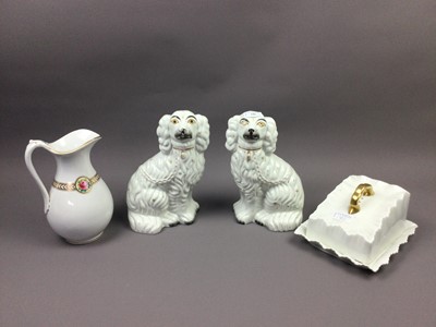 Lot 180 - A PAIR OF VICTORIAN WALLY DOGS ALONG WITH OTHER CERAMICS