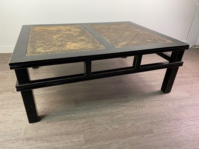 Lot 50 - AN EBONISED WARDROBE AND COFFEE TABLE IN THE CHINESE TASTE BY COACH HOUSE FURNITURE