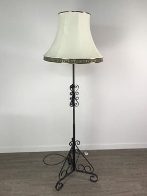Lot 138 - A NEST OF TABLES, A WROUGHT METAL FLOOR LAMP AND AN OCCASIONAL TABLE