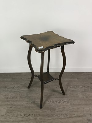 Lot 138 - A NEST OF TABLES, A WROUGHT METAL FLOOR LAMP AND AN OCCASIONAL TABLE