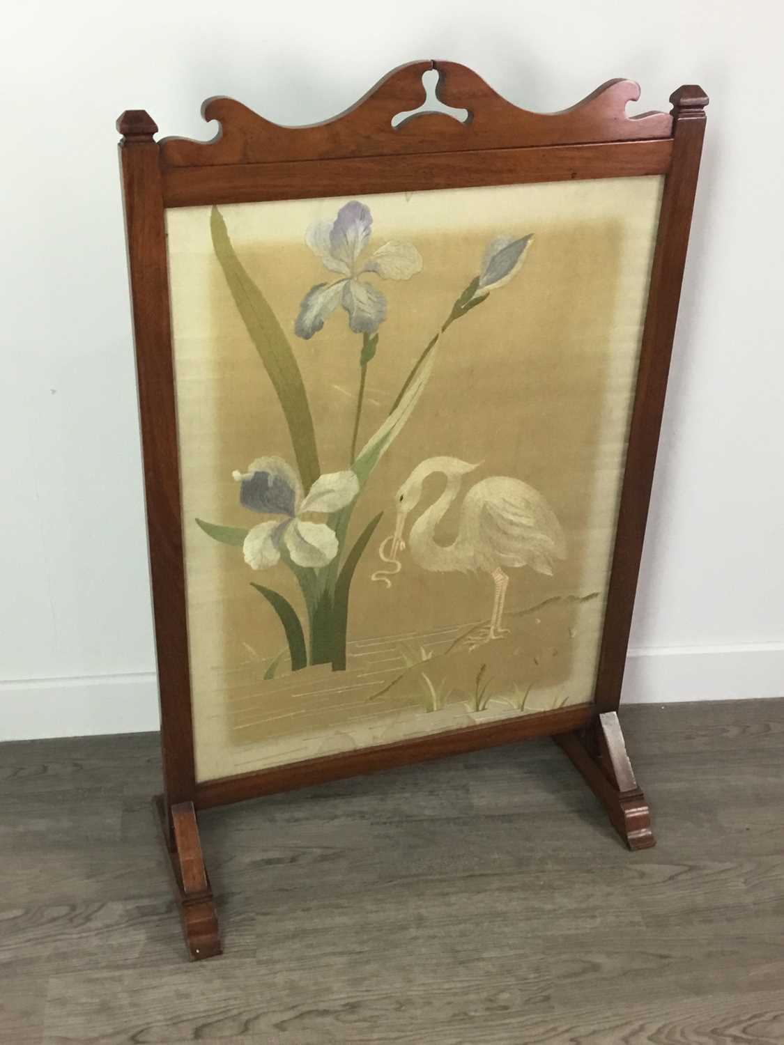 Lot 1347 - A FIRESCREEN INSET WITH A NEEDLEWORK PANEL