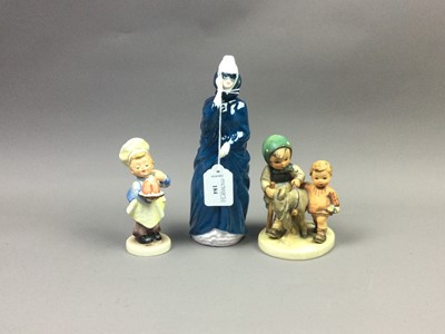 Lot 184 - A ROYAL DOULTON FIGURE OF 'MASQUE' AND TWO HUMMEL FIGURES
