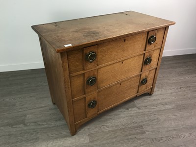 Lot 150 - AN ARTS & CRAFTS OAK WARDROBE AND A CHEST OF DRAWERS