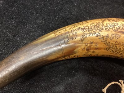 Lot 1340 - A 19TH CENTURY BRITISH SOUTH AFRICA MILITARY INTEREST HUNTING HORN