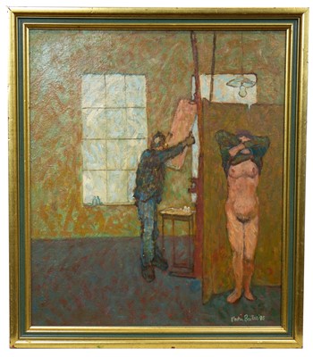 Lot 573 - PAINTER & MODEL, AN OIL BY MARTIN BAILLE