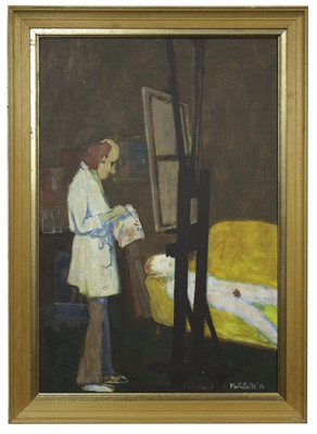 Lot 862 - AT THE EASEL, AN OIL BY MARTIN BAILLIE