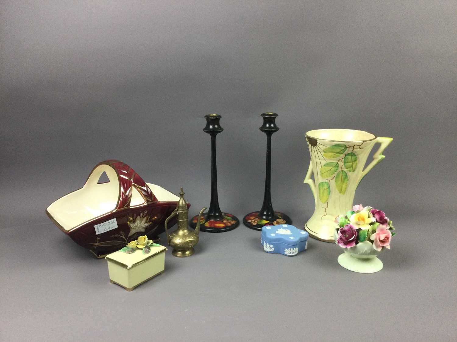 Lot 49 - AN ART DECO ARTHUR WOOD VASE AND OTHER CERAMICS AND WOOD ITEMS