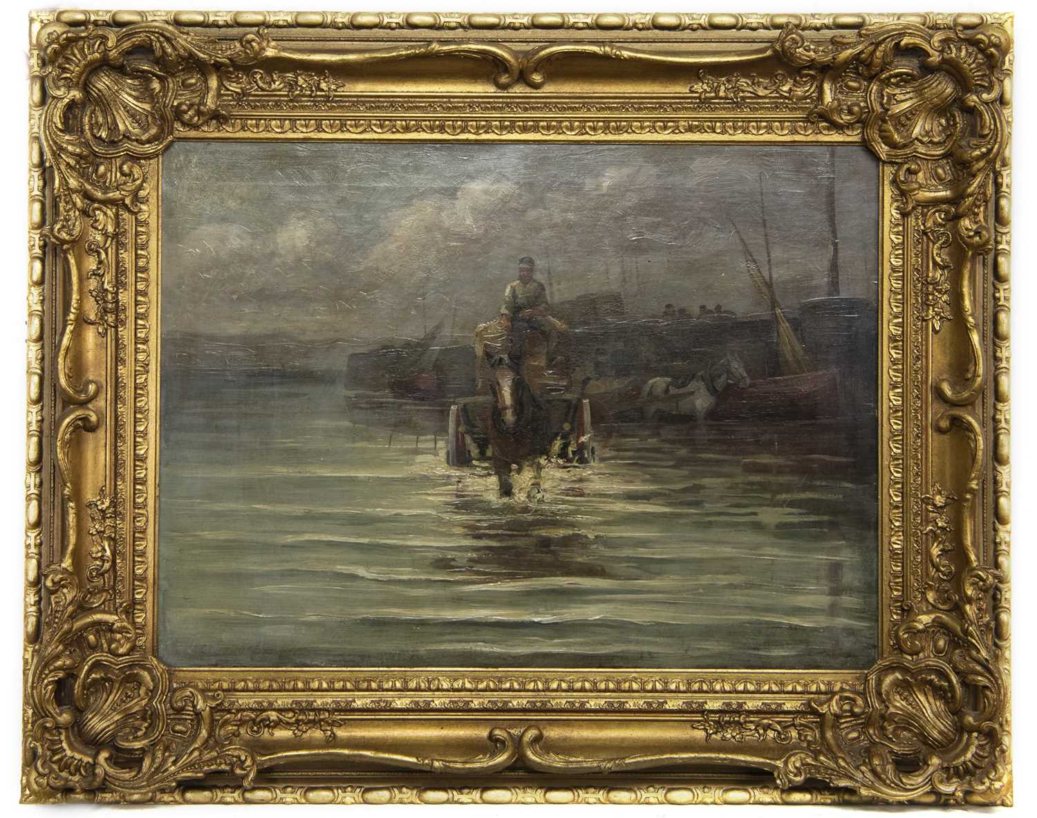 Lot 516 - HORSE CARRIAGE, AN OIL