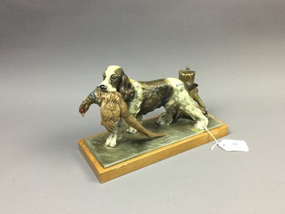 Lot 265 - AN AUSTRIAN COLD PAINTED TABLE STRIKER MODELLED AS A SETTER