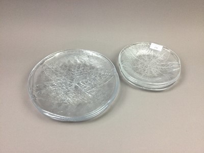 Lot 270 - A SET OF EIGHT KOSTA BODA CRYSTAL LEAF MOULDED PLATES