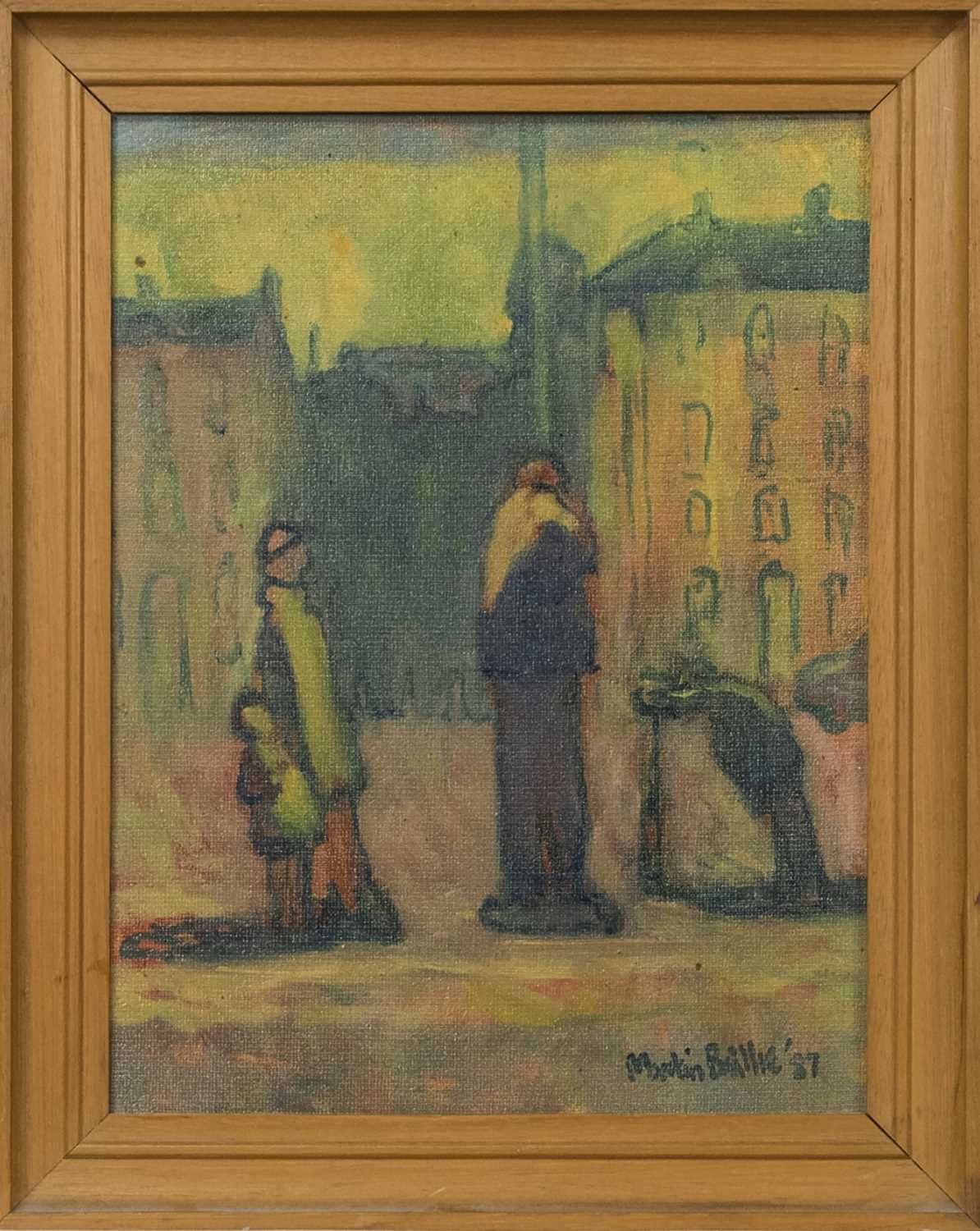 Lot 502 - AT THE CORNER, AN OIL BY MARTIN BAILLIE