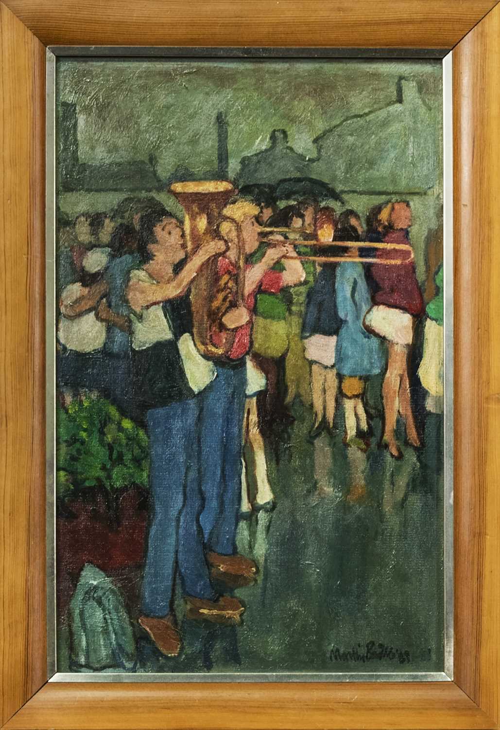Lot 506 - THE BAND, AN OIL BY MARTIN BAILLIE