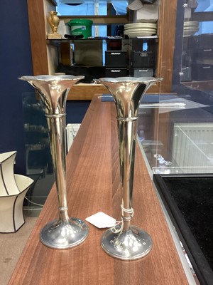 Lot 439 - A PAIR OF SILVER SOLIFLEUR VASES