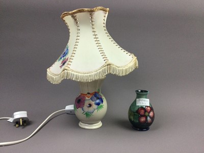 Lot 298 - A CLARICE CLIFF FOR NEWPORT TABLE LAMP ALONG WITH A MOORCROFT VASE