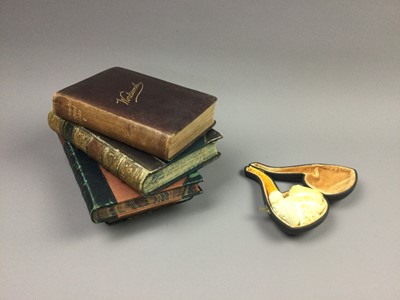 Lot 304 - A MEERSHAUM PIPE ALONG WITH FOUR BOOKS