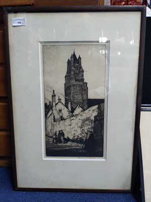 Lot 308 - A FIVE LATE 19TH/EARLY 20TH CENTURY ETCHINGS, ALONG WITH ANOTHER PICTURE
