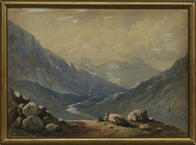 Lot 170 - BEN LOMOND FROM THE LITTLE NEST IN GLENCOE, A WATERCOLOUR BY CHARLES WOOLNOTH