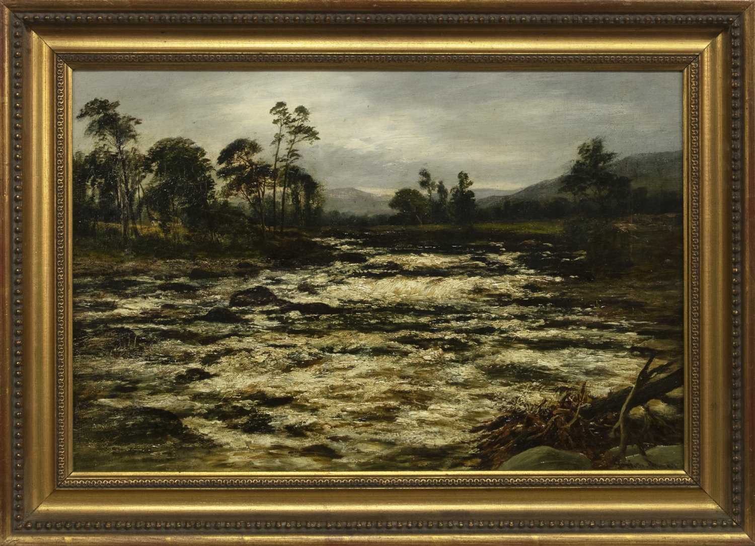 Lot 119 - ON THE ROVER DOCHART, KILLIN, PERTHSHIRE, AN OIL BY WILLIAM BEATTIE BROWN