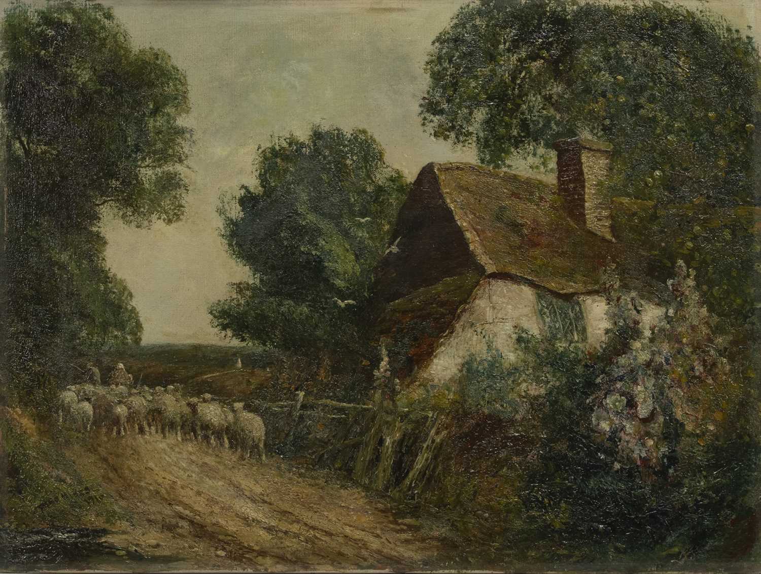 Lot 127 - A SURREY LANE, AN OIL BY FRED HINES