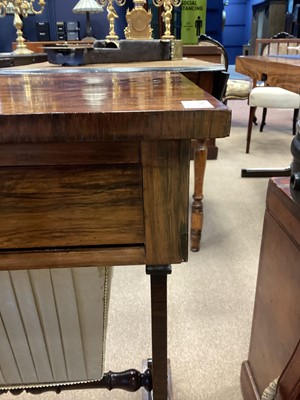 Lot 1362 - A GEORGE IV ROSEWOOD SEWING TABLE