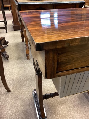 Lot 1362 - A GEORGE IV ROSEWOOD SEWING TABLE