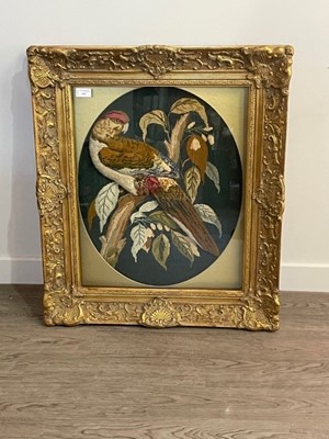 Lot 390 - A VICTORIAN WOOLWORK OF A PARROT IN A GILT FRAME