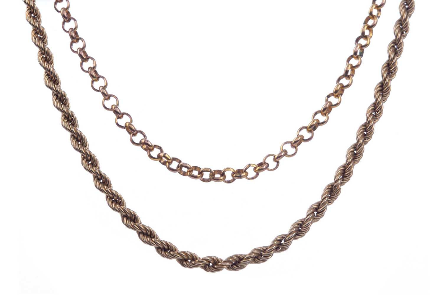 Lot 830 - A GOLD NECKLACE AND ONE OTHER