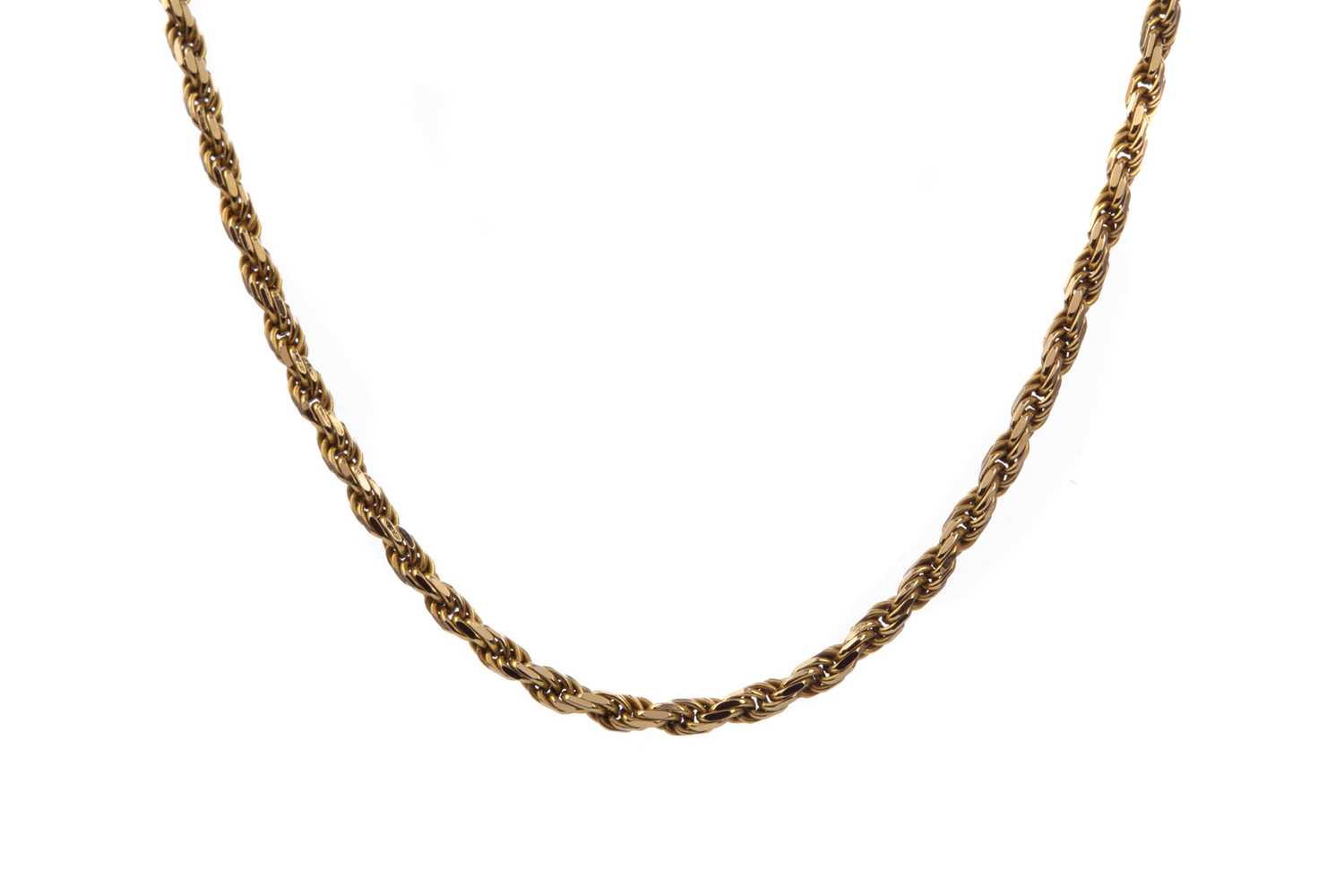 Lot 836 - A GOLD ROPETWIST CHAIN