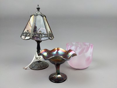 Lot 345 - A LOT OF THREE CARNIVAL GLASS DISHES, CHARACTER JUGS AND OTHER GLASS WARE