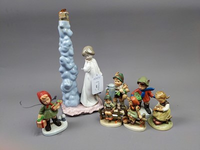 Lot 369 - A NAO TABLE LAMP MODELLED AS A GIRL AND OTHER CERAMICS