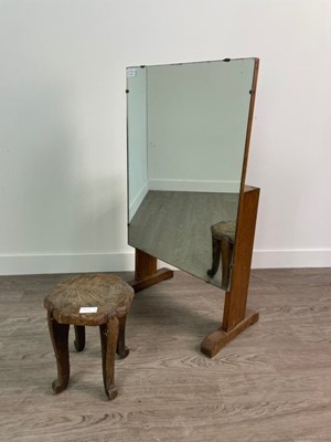 Lot 374 - A RETRO DRESSING MIRROR AND THREE STOOLS
